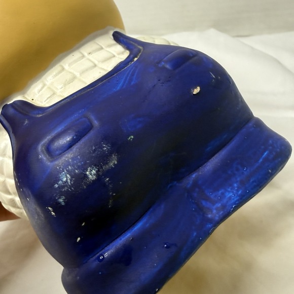 Vintage 1980 Enesco Ceramic Piggy Bank - Pink Pig Blue Overalls - Hand Painted - Picture 3 of 5